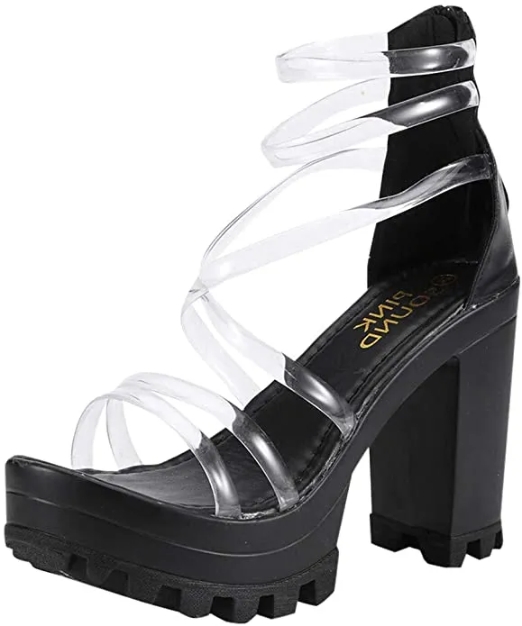 Platform Perspex Chunky Heels