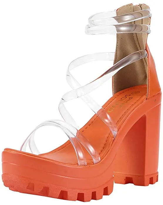 Platform Perspex Chunky Heels