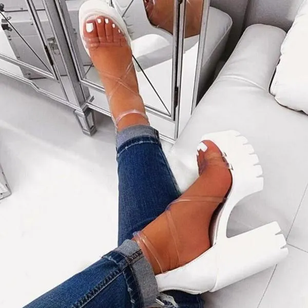 Platform Perspex Chunky Heels