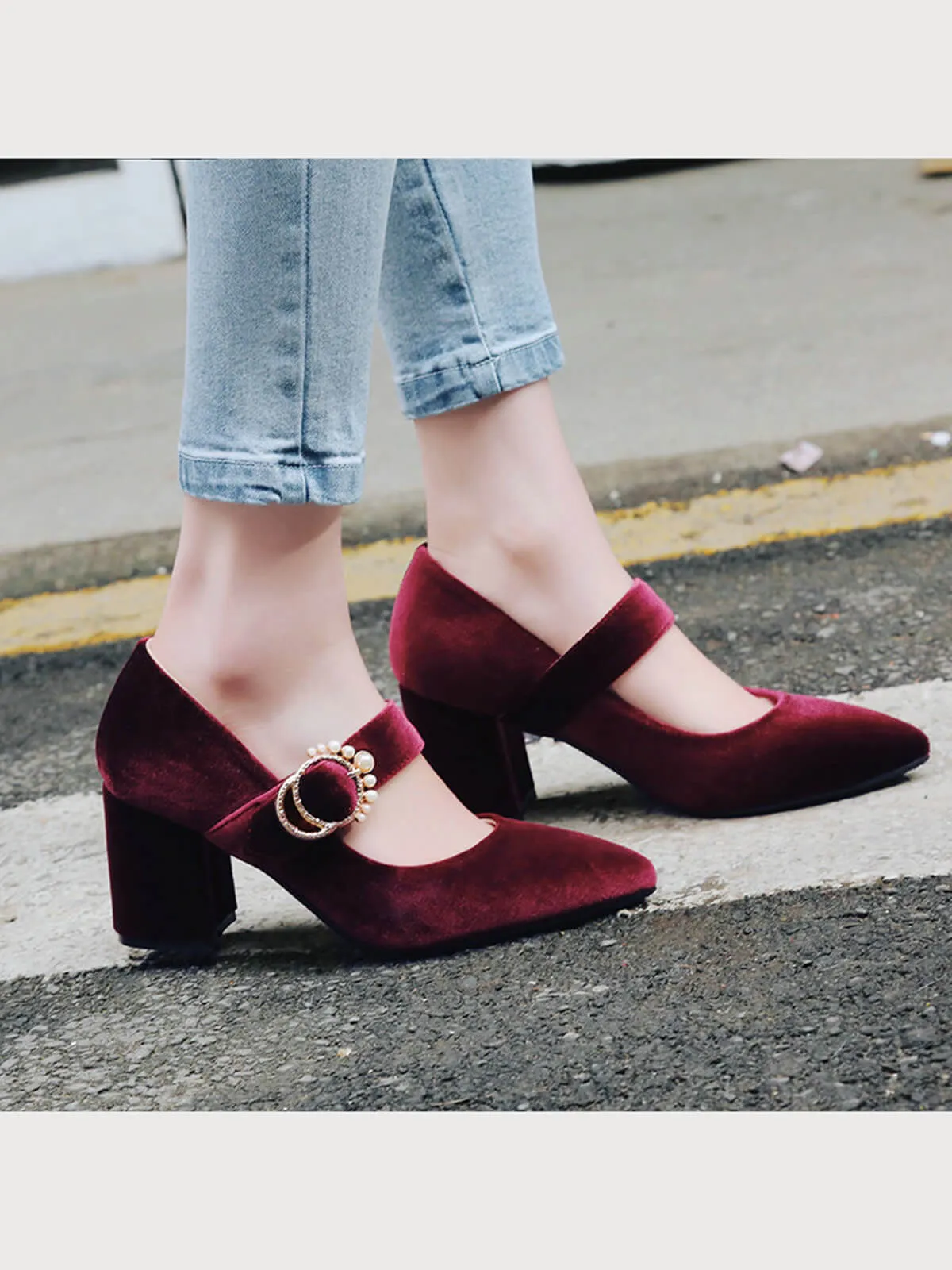 Retro Mary Jane Chunky High Heel Shoes