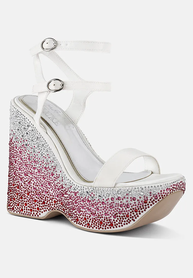 Richness Rhinestones Embellished Ultra High Wedge Sandals