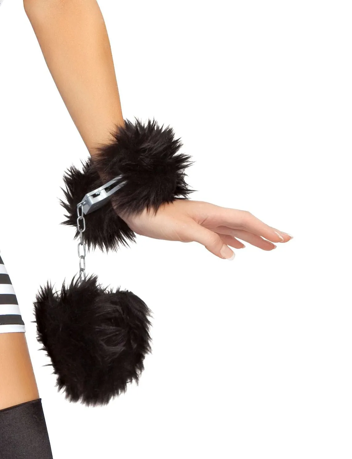 Roma Fur Trimmed Handcuffs  - Costume Accessory