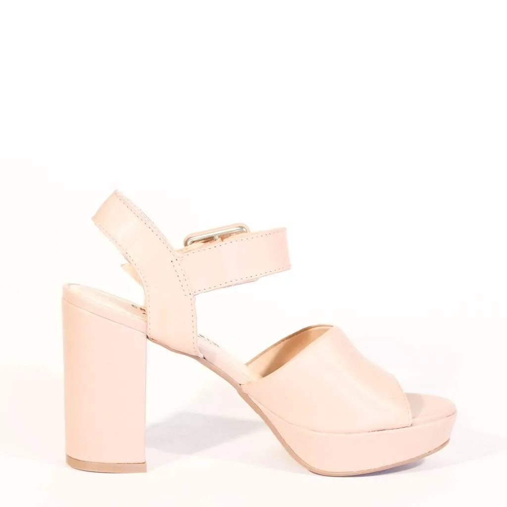 Rose Leather Platform Heels