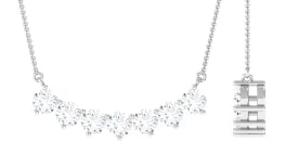 Round Cut Moissanite Seven Stone Curved Necklace