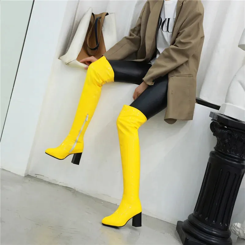 Salwa Patent Boot - Yellow