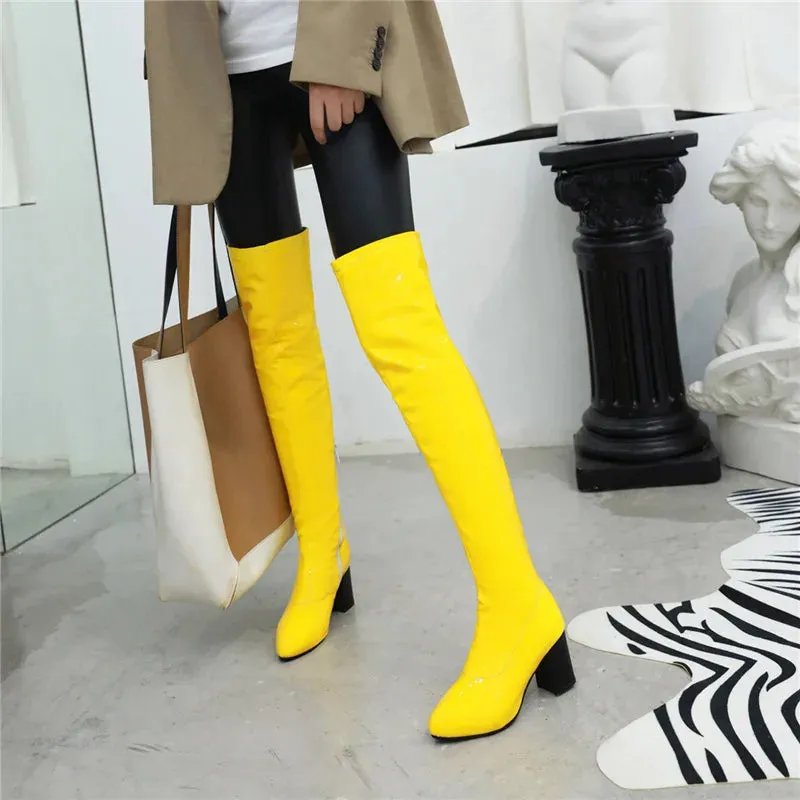 Salwa Patent Boot - Yellow