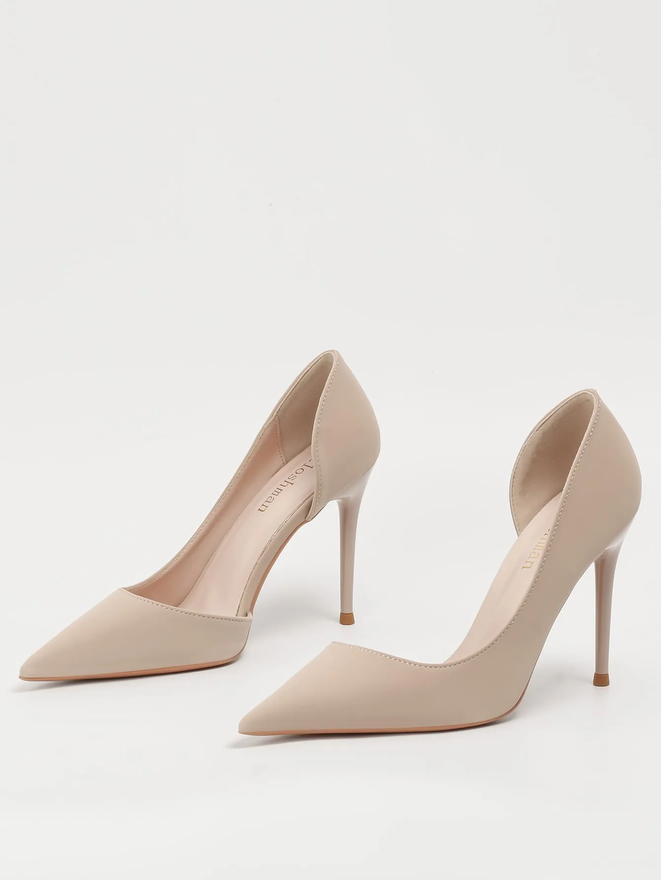 SHEIN Minimalist Point Toe Stiletto Heeled Court Pumps, Apricot Color Elegant Solid Color High Heel Shoes