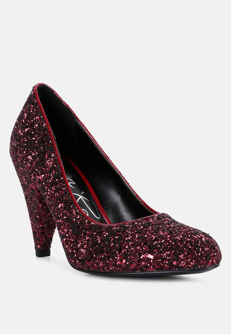 Sugar Plum Glitter Conical Heel Pumps