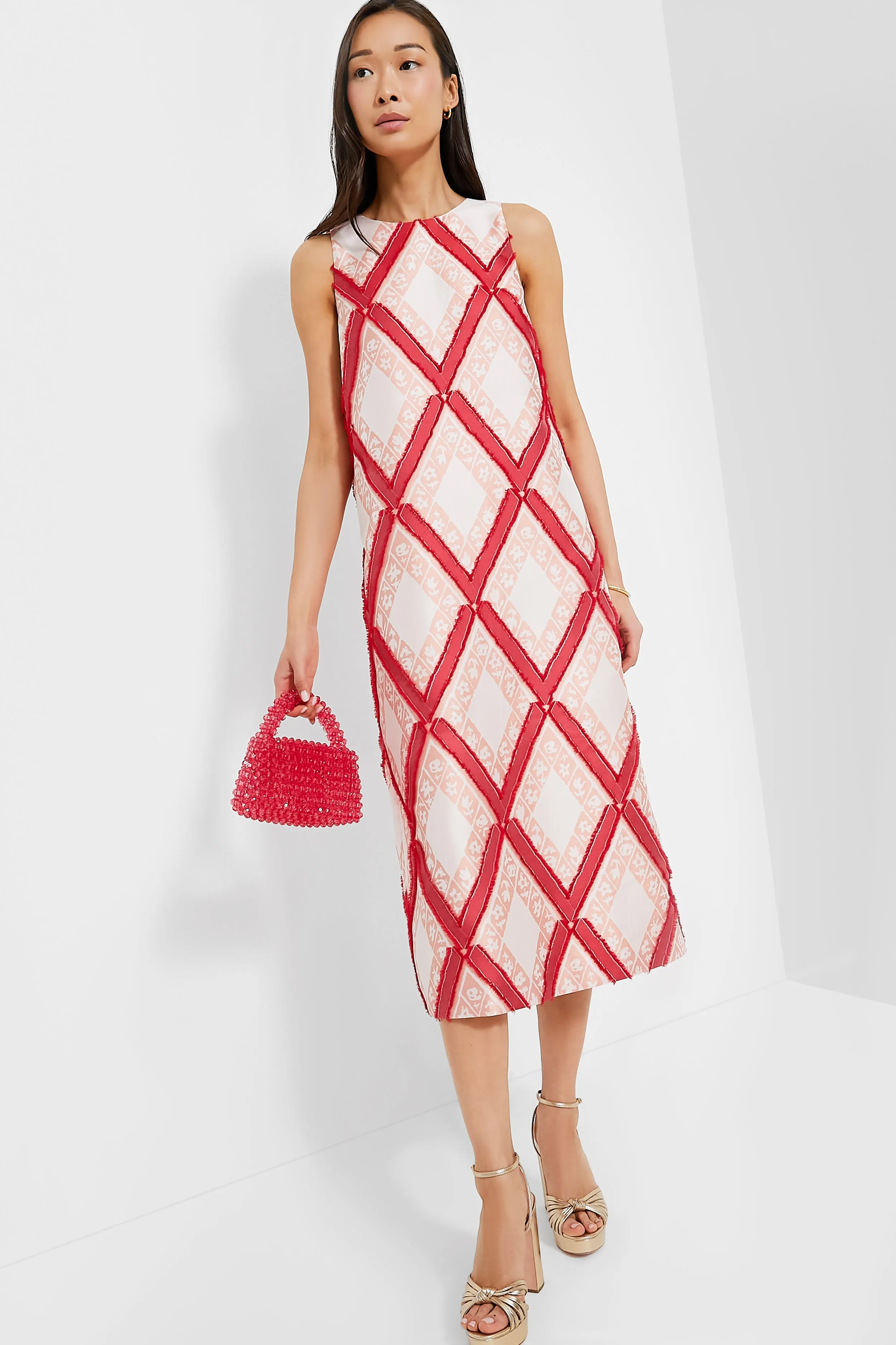 Vermillion Trellis Fil Coupe Francine Dress