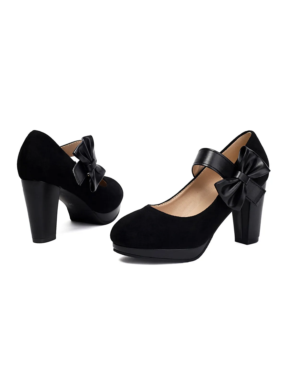 Vintage Mary Jane Bow Chunky Heel Shoes